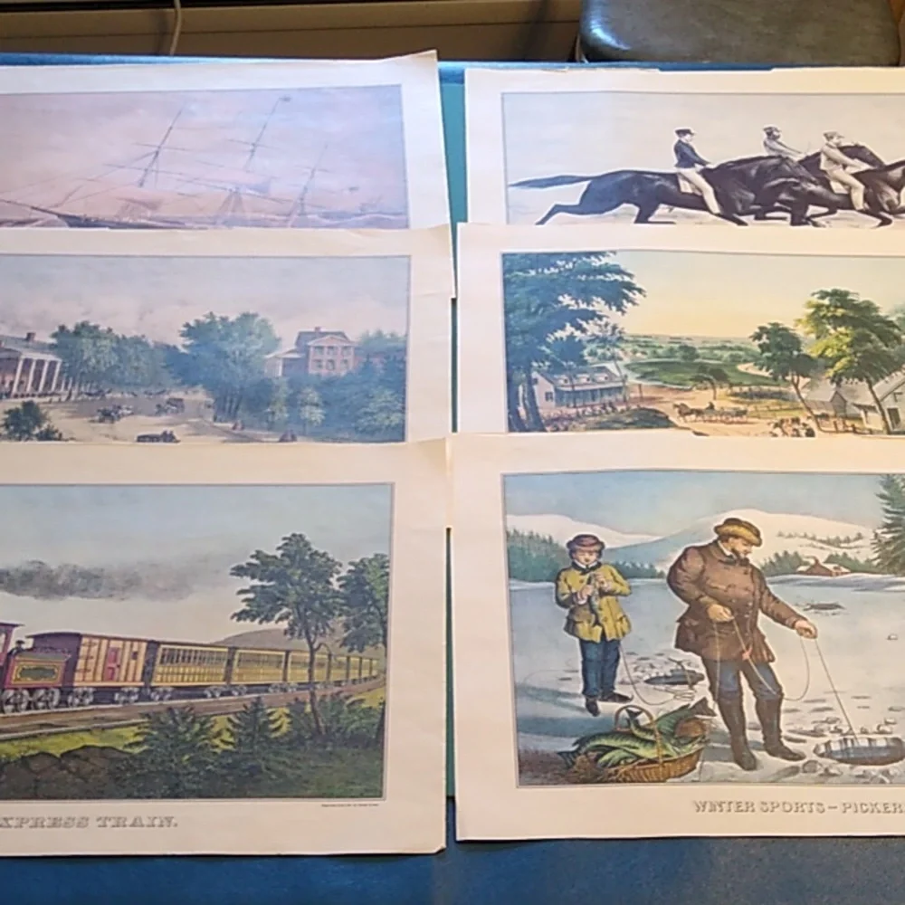 Vintage 1988 Calendar Set reprint Currier & Ives